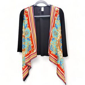 Chiasso Cardigan Shrug Medium Floral Flowy High Low Hem Colorful Cottage
